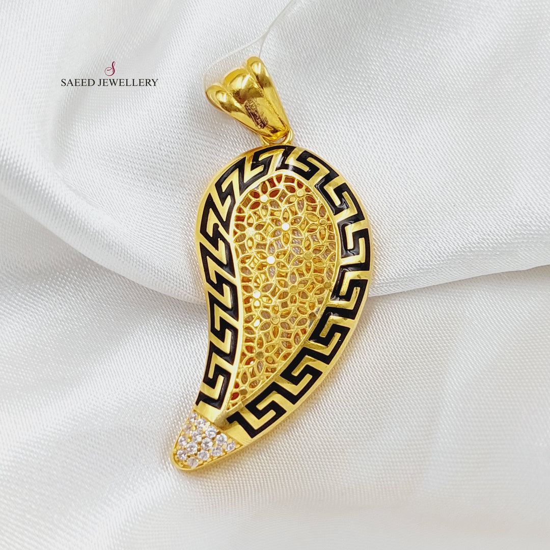 21K Gold Almond Pendant by Saeed Jewelry - Image 1