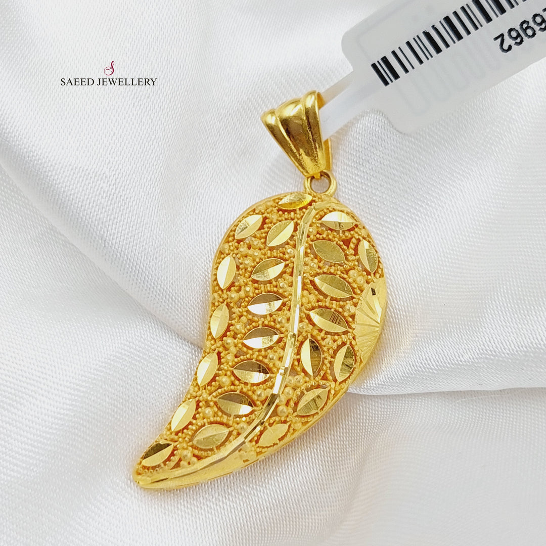 21K Almond Pendant Made of 21K Yellow Gold by Saeed Jewelry-26962