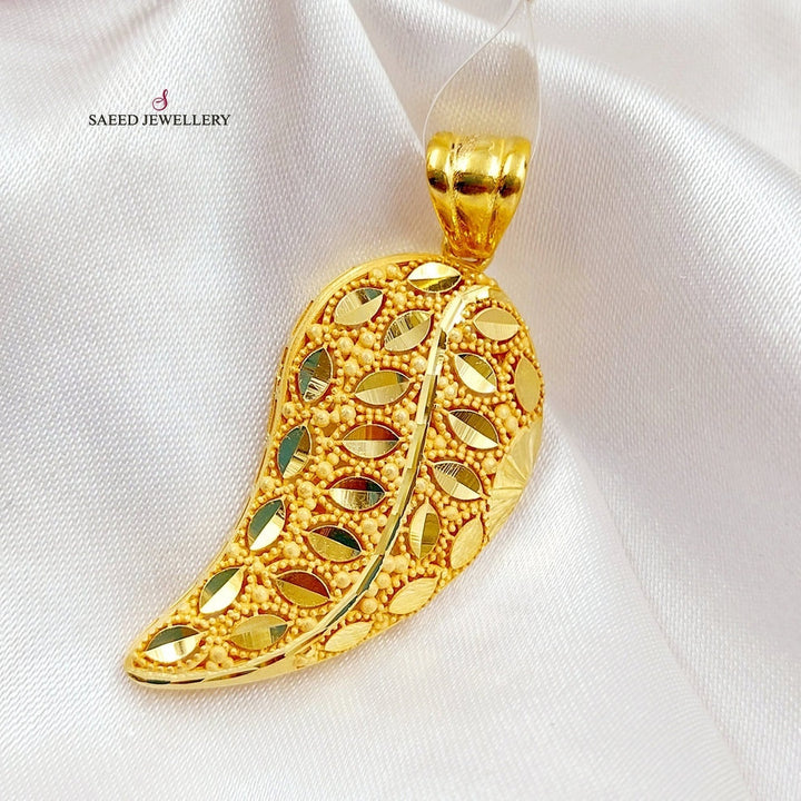 21K Gold Almond Pendant by Saeed Jewelry - Image 3