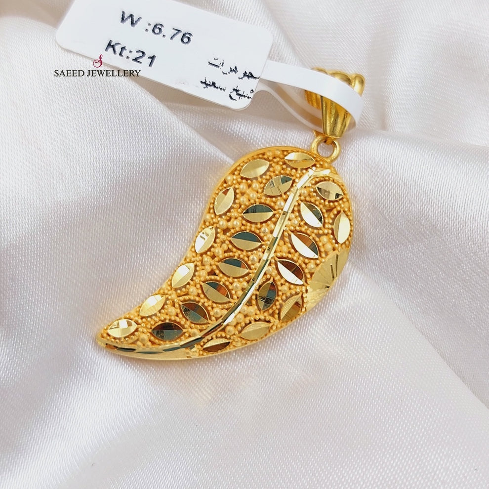 21K Gold Almond Pendant by Saeed Jewelry - Image 2