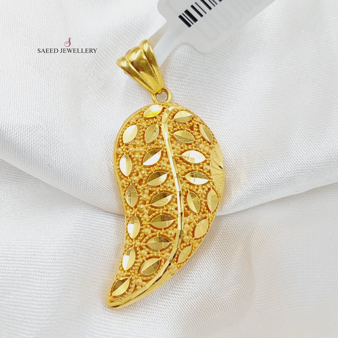 21K Almond Pendant Made of 21K Yellow Gold by Saeed Jewelry-26962
