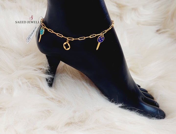 21K Gold Enameled Key Anklet by Saeed Jewelry - Image 2