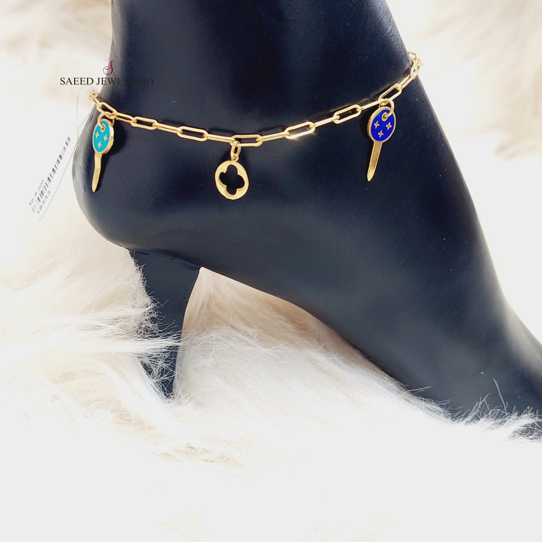 21K Gold Enameled Key Anklet by Saeed Jewelry - Image 3