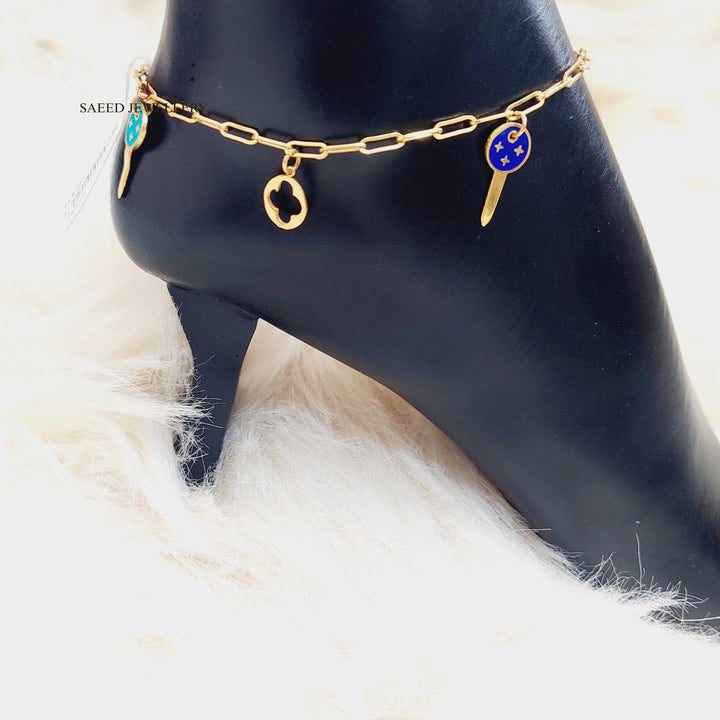 21K Gold Enameled Key Anklet by Saeed Jewelry - Image 4