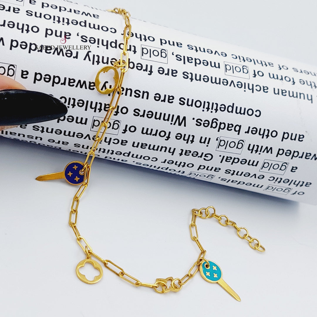21K Gold Enameled Key Anklet by Saeed Jewelry - Image 1