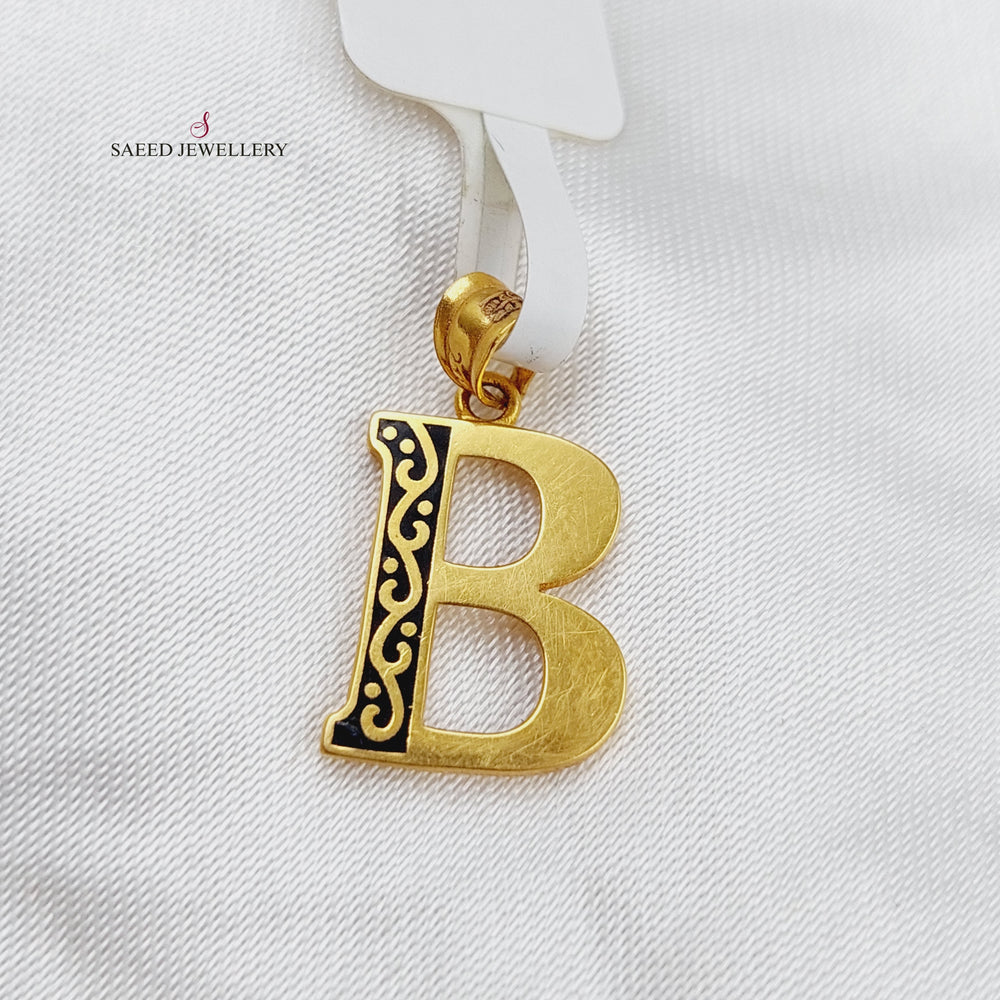 21K Gold B Letter Pendant by Saeed Jewelry - Image 2