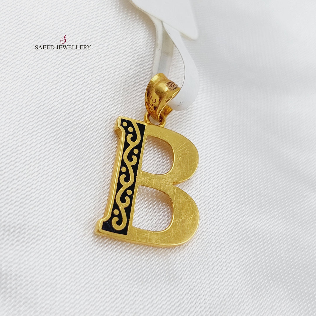 21K Gold B Letter Pendant by Saeed Jewelry - Image 1