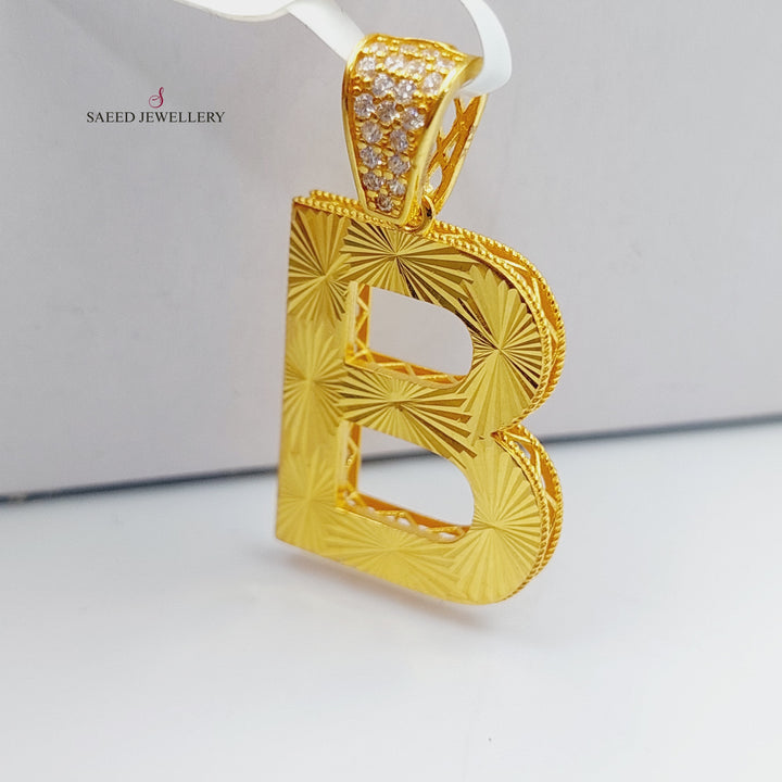 21K Gold B Letter Pendant by Saeed Jewelry - Image 3