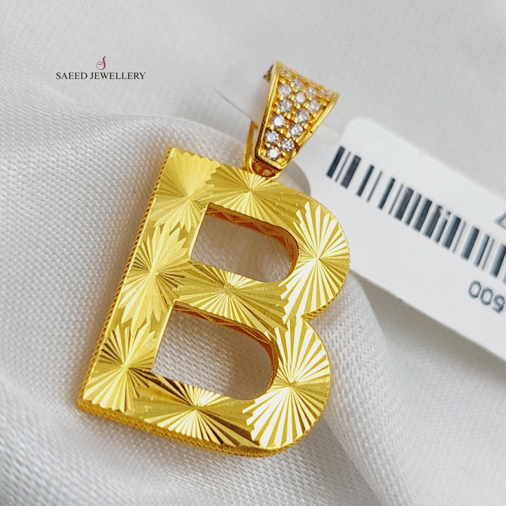 21K Gold B Letter Pendant by Saeed Jewelry - Image 1