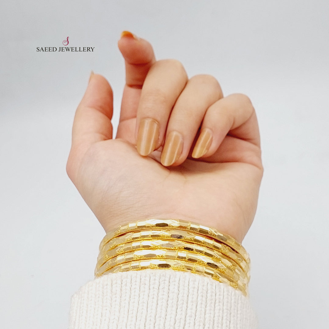 21K Gold Beehive Bangle by Saeed Jewelry - Image 2