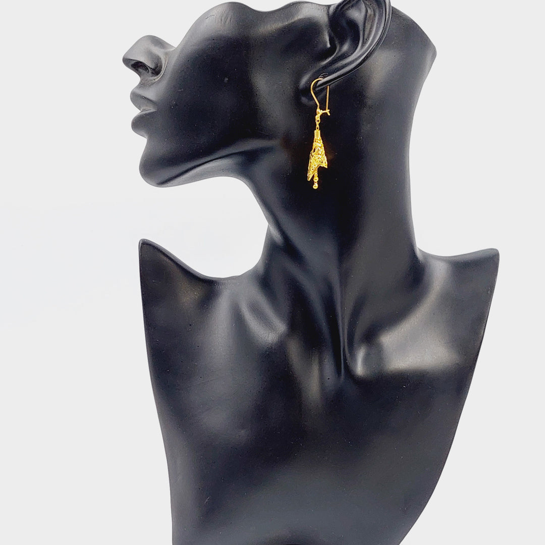 21K Bell Earrings Made of 21K Yellow Gold by Saeed Jewelry-26045