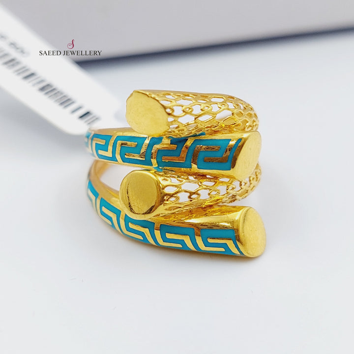 21K Gold Blue Enamel Ring by Saeed Jewelry - Image 5