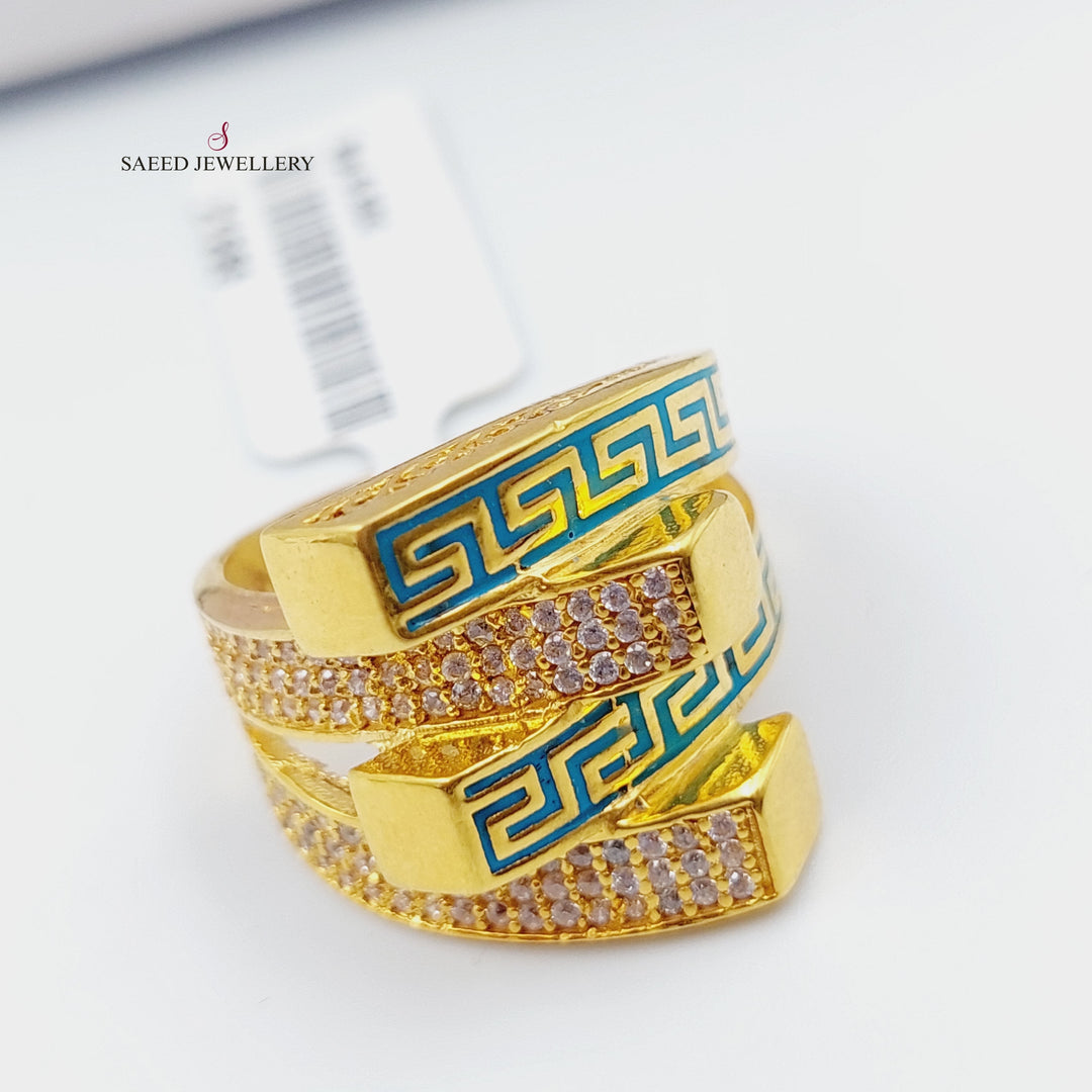 21K Gold Blue Enamel Ring by Saeed Jewelry - Image 1