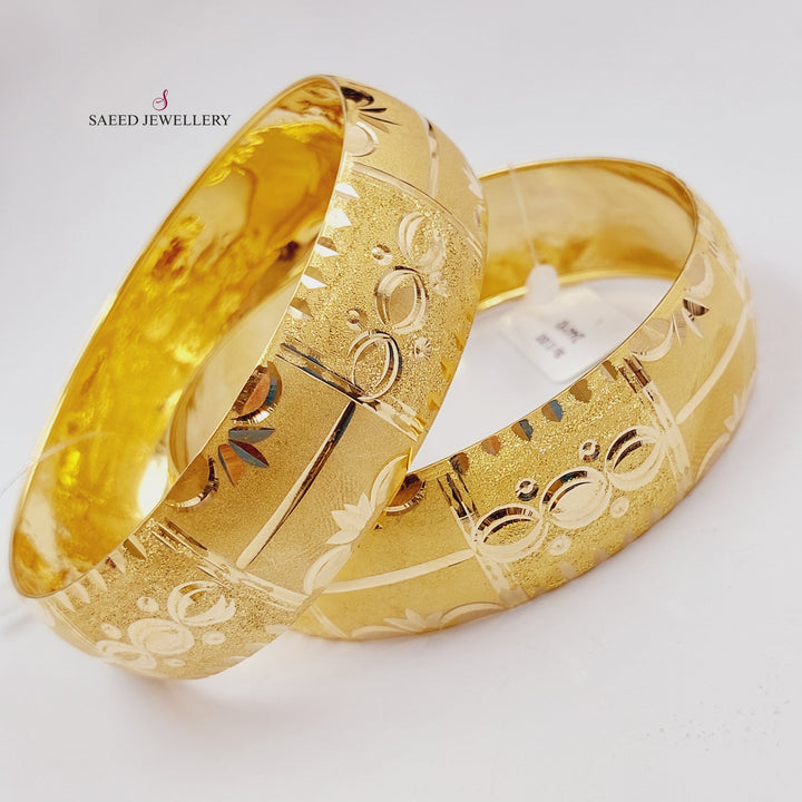 21K Gold Bold Bangle Bracelet by Saeed Jewelry - Image 2