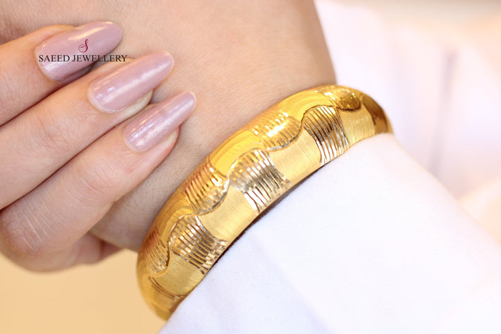 21K Gold Bold Bangle by Saeed Jewelry - Image 3