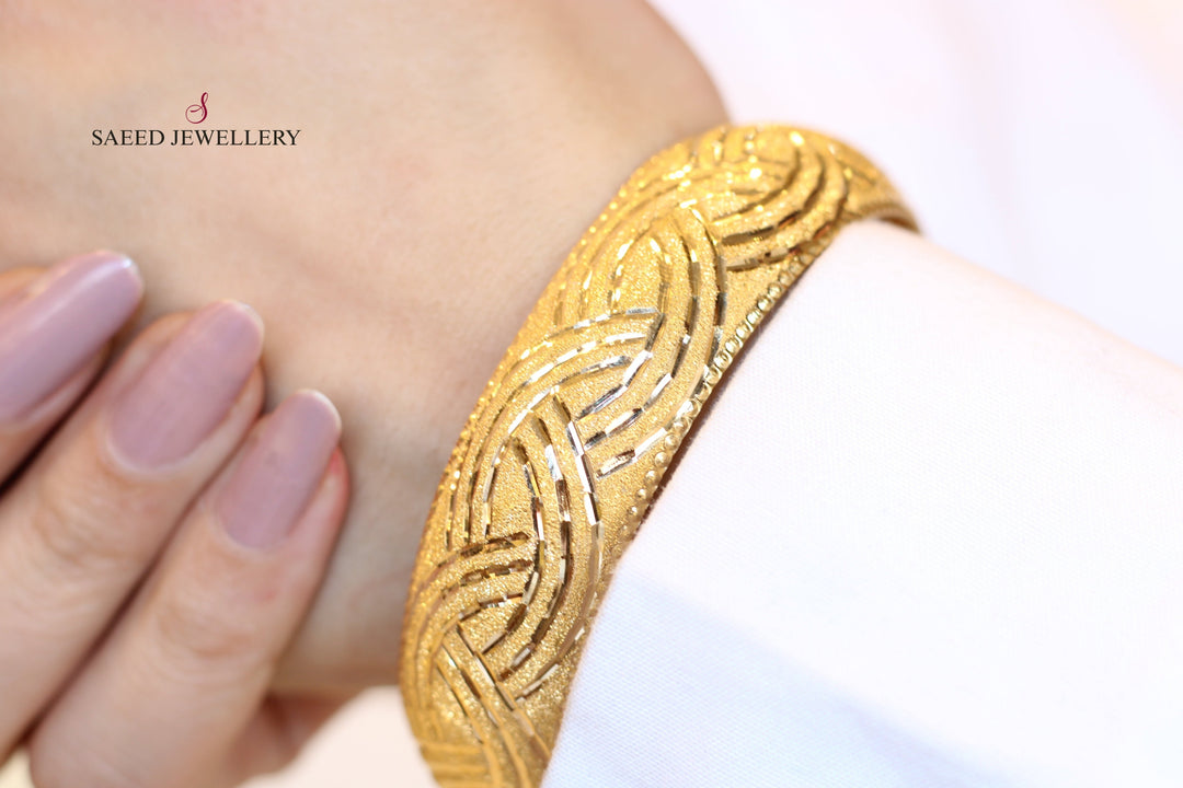 21K Gold Bold Bangle by Saeed Jewelry - Image 4