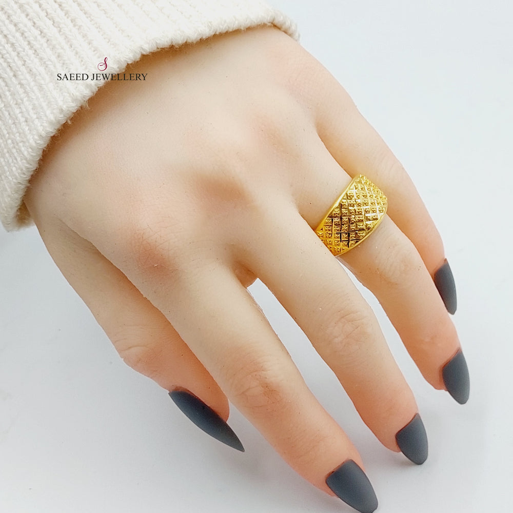 21K Bold Fancy Ring Made of 21K Yellow Gold by Saeed Jewelry-27104