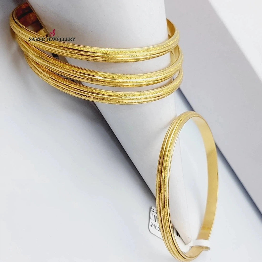 21K Bold Laser Bangle Made of 21K Yellow Gold by Saeed Jewelry-25557
