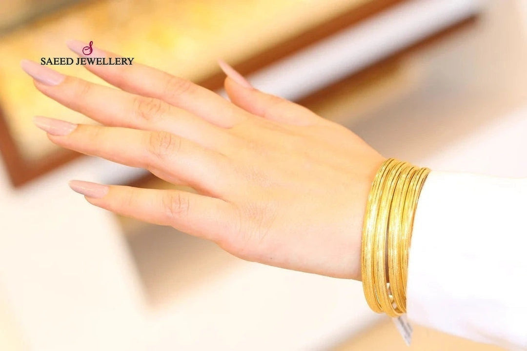 21K Bold Laser Bangle Made of 21K Yellow Gold by Saeed Jewelry-25557