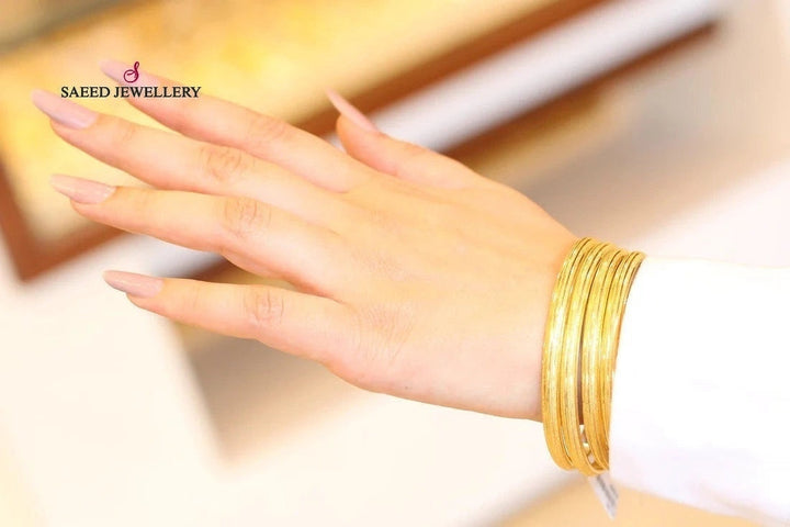 21K Bold Laser Bangle Made of 21K Yellow Gold by Saeed Jewelry-25557