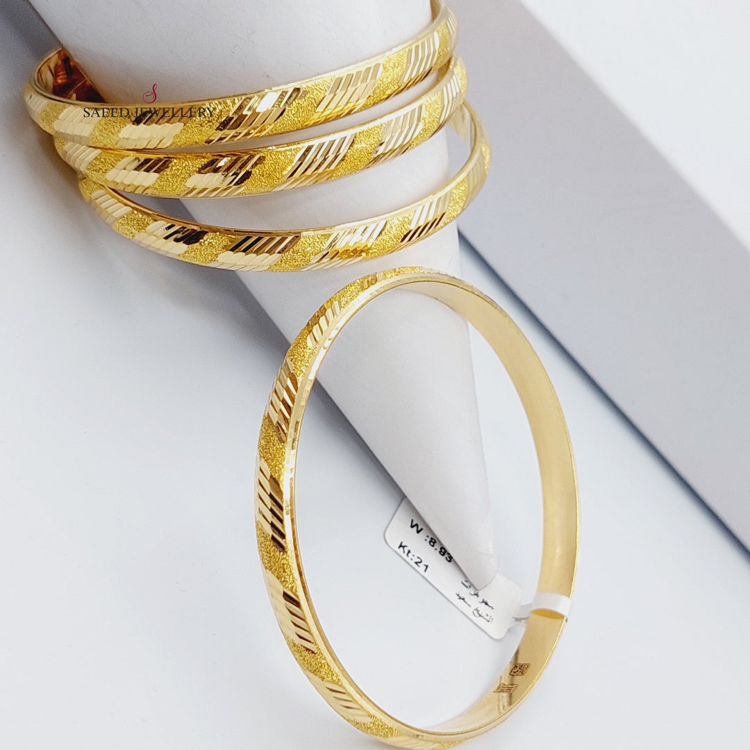 21K Gold Bold Laser Bangle by Saeed Jewelry - Image 3