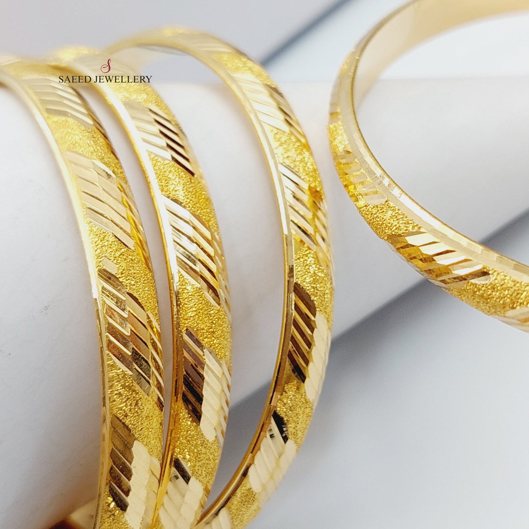 21K Gold Bold Laser Bangle by Saeed Jewelry - Image 4