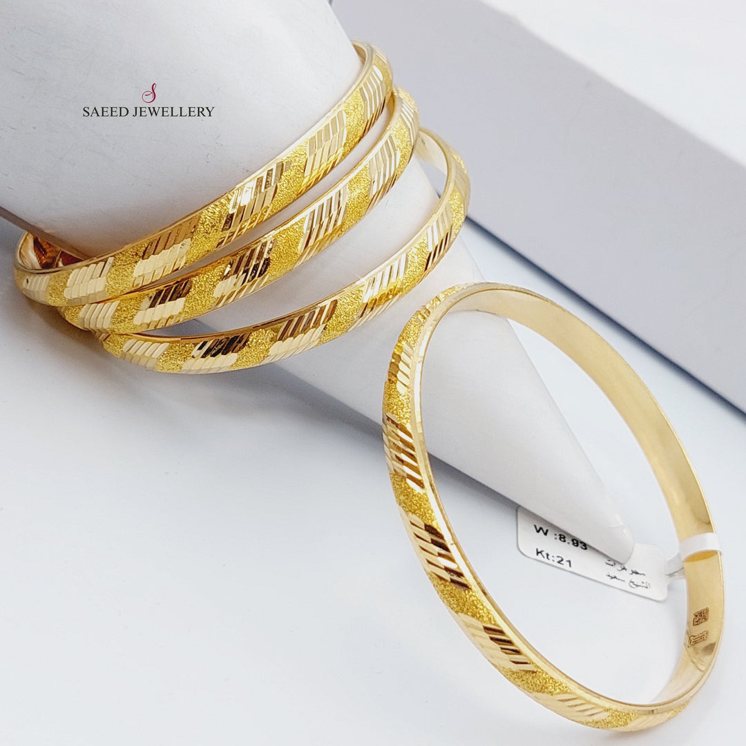 21K Gold Bold Laser Bangle by Saeed Jewelry - Image 5