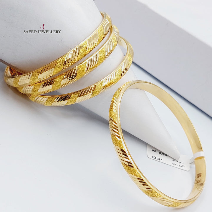 21K Gold Bold Laser Bangle by Saeed Jewelry - Image 5