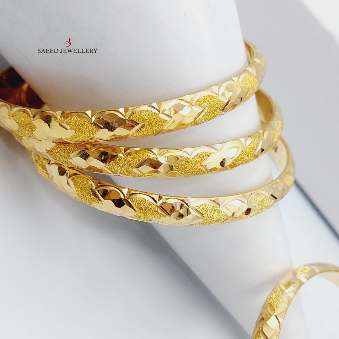 21K Bold Laser Bangle (Set of 2) Made of 21K Yellow Gold by Saeed Jewelry-24538