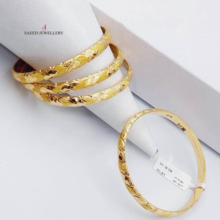 21K Bold Laser Bangle (Set of 2) Made of 21K Yellow Gold by Saeed Jewelry-24538