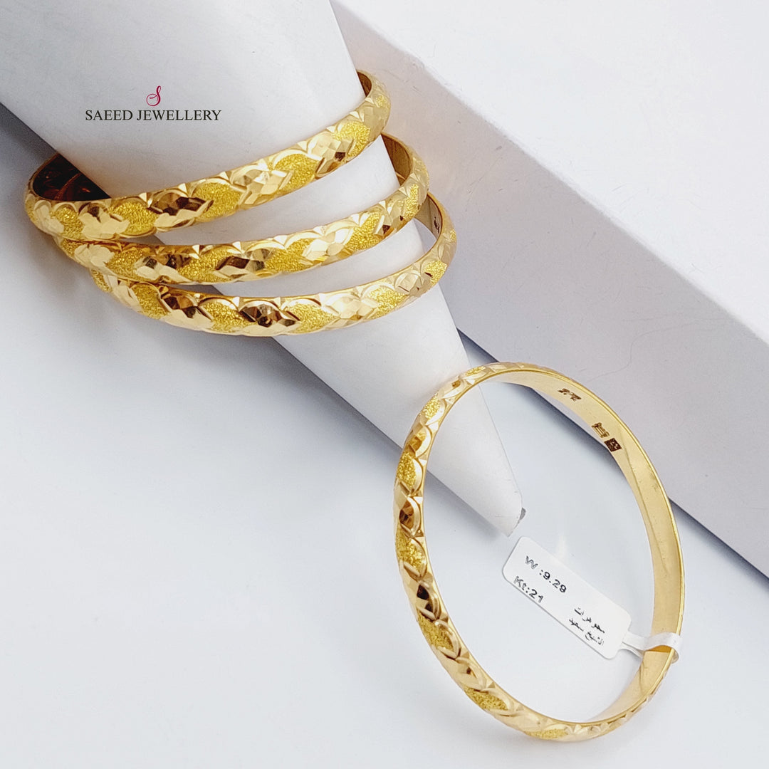 21K Bold Laser Bangle (Set of 2) Made of 21K Yellow Gold by Saeed Jewelry-24538