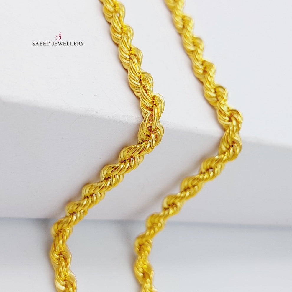 21K Gold 5mm Rope Chain 60cm by Saeed Jewelry - Image 1