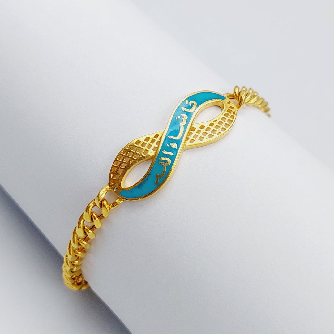 21K Gold Bracelet, God willing, Enamel by Saeed Jewelry - Image 1