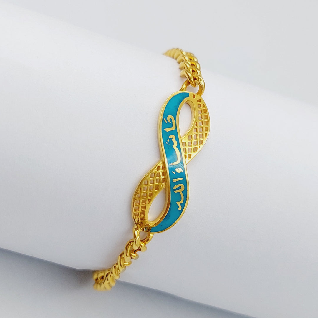 21K Gold Bracelet, God willing, Enamel by Saeed Jewelry - Image 4