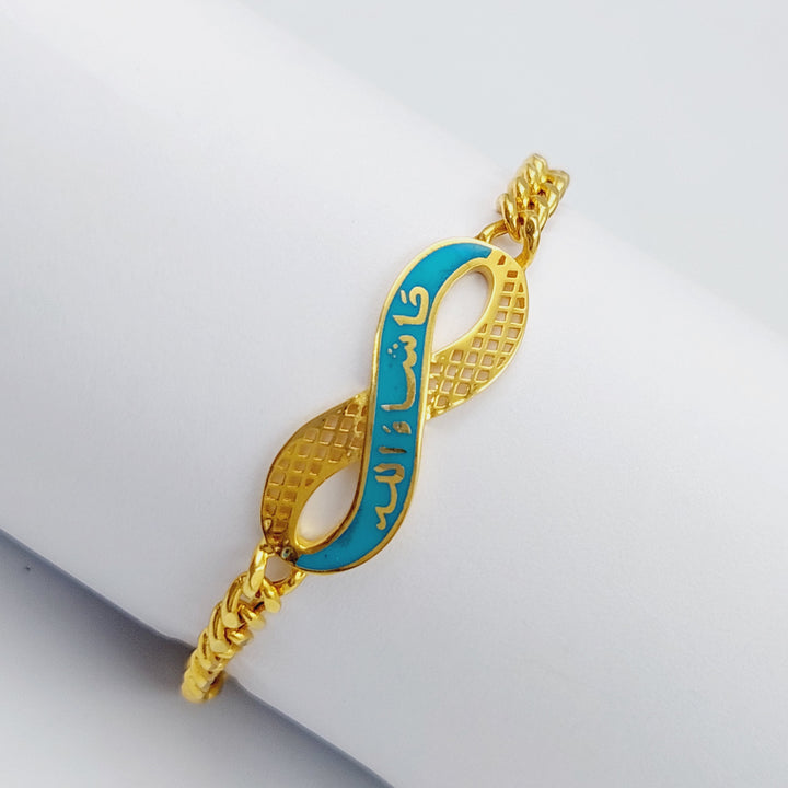 21K Bracelet, God willing, Enamel Made of 21K Yellow Gold by Saeed Jewelry-25719
