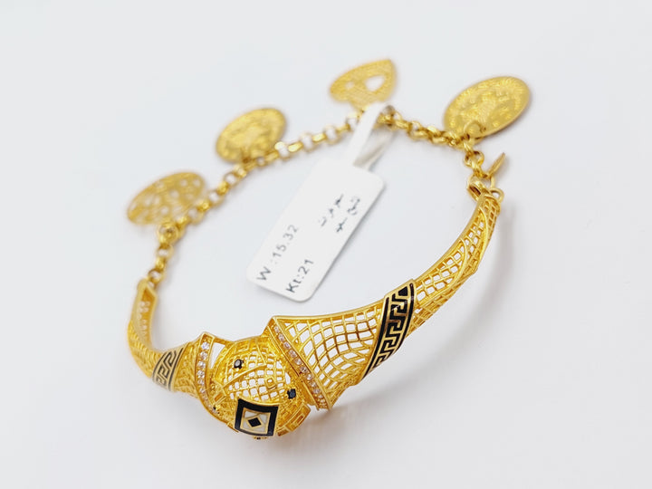 21K Gold Brush Bracelet by Saeed Jewelry - Image 3