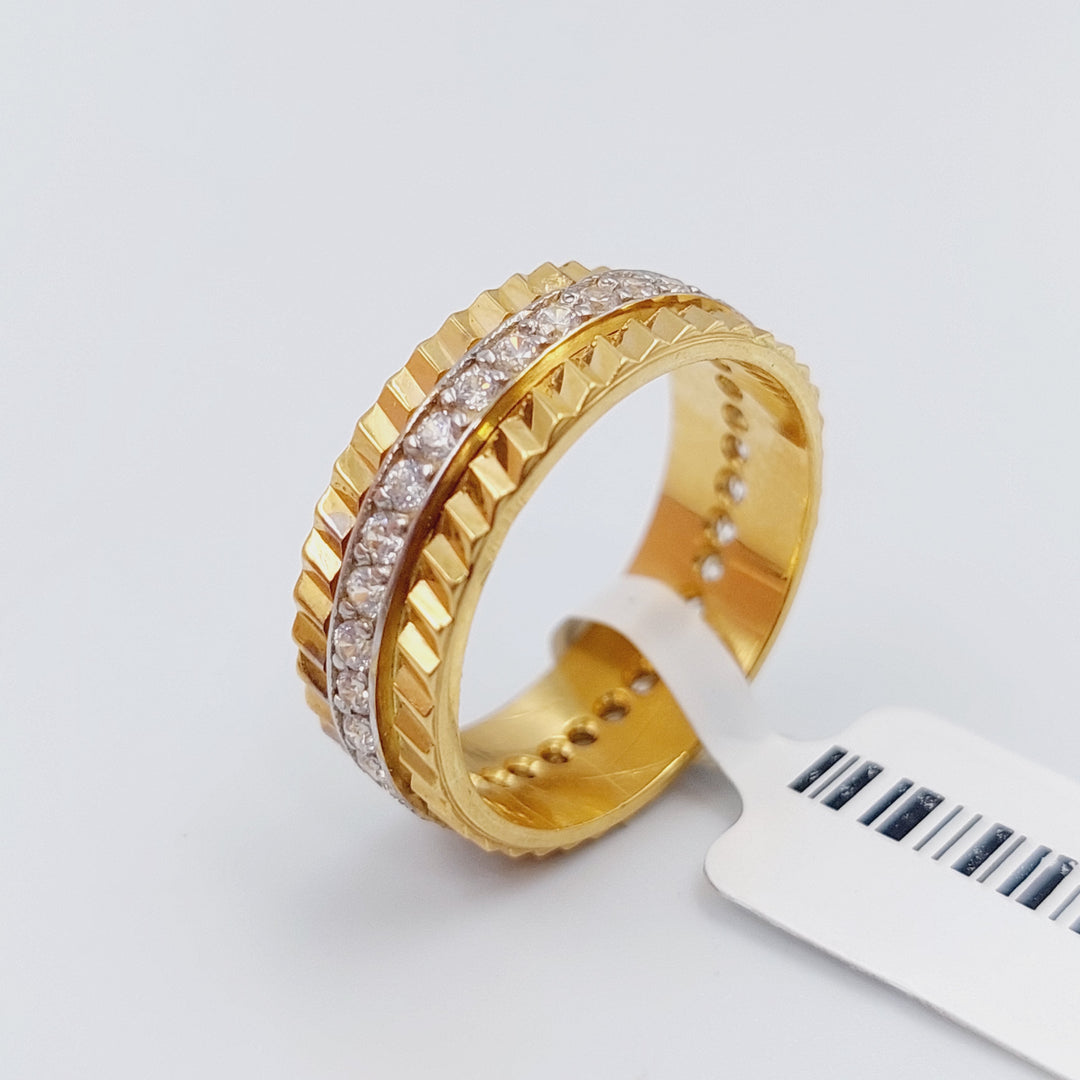 21K CNC Wedding Ring Made of 21K Yellow Gold by Saeed Jewelry-ذبله-cnc-محجر