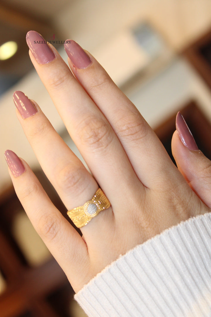 21K Gold CNC Wedding Ring ribbed by Saeed Jewelry - Image 2