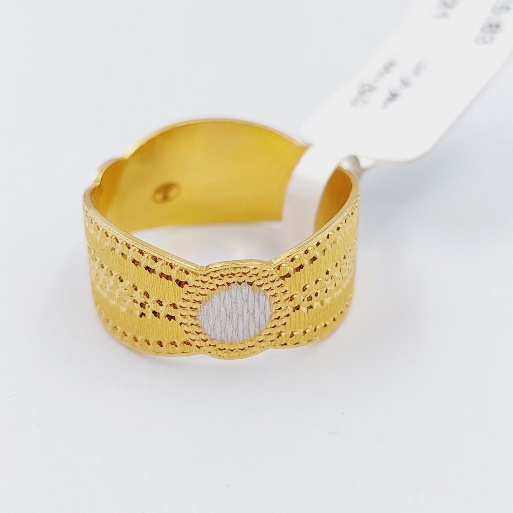 21K CNC Wedding Ring ribbed Made of 21K Yellow Gold by Saeed Jewelry-ذبلة-سي-ان-سي-مضلعه