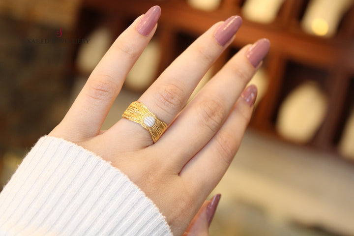 21K Gold CNC Wedding Ring ribbed by Saeed Jewelry - Image 4