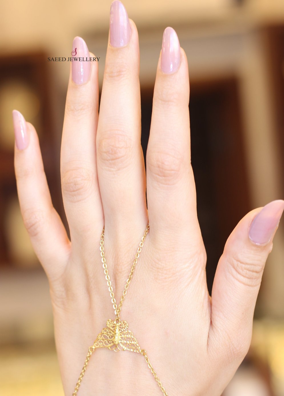 21K Gold Chain Hand Bracelet by Saeed Jewelry - Image 5