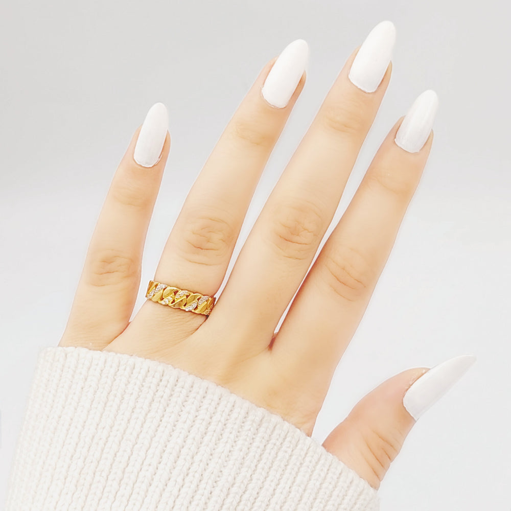 21K Chain Ring Made of 21K Yellow Gold by Saeed Jewelry-26789