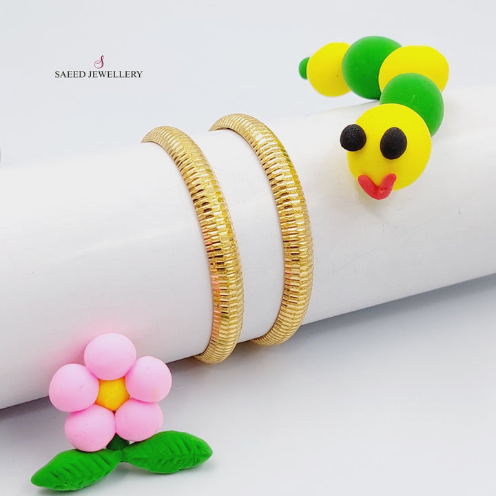 21K Gold Children's Bangle Bracelet by Saeed Jewelry - Image 2