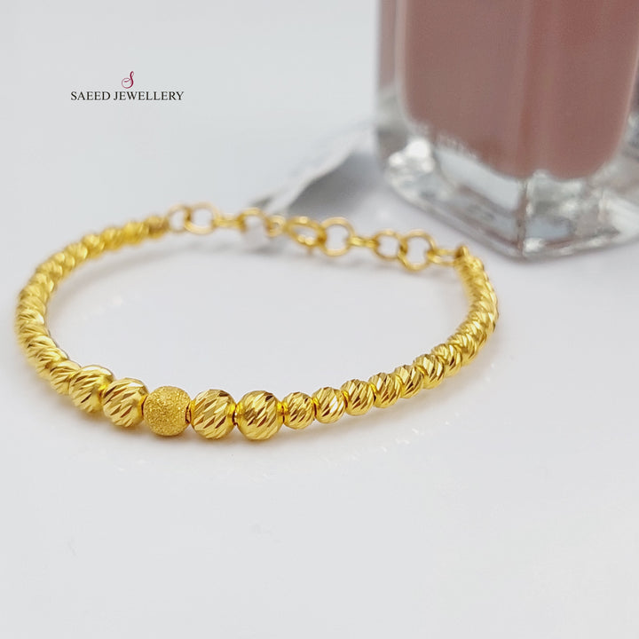 21K Gold Children's Balls Bracelet by Saeed Jewelry - Image 3