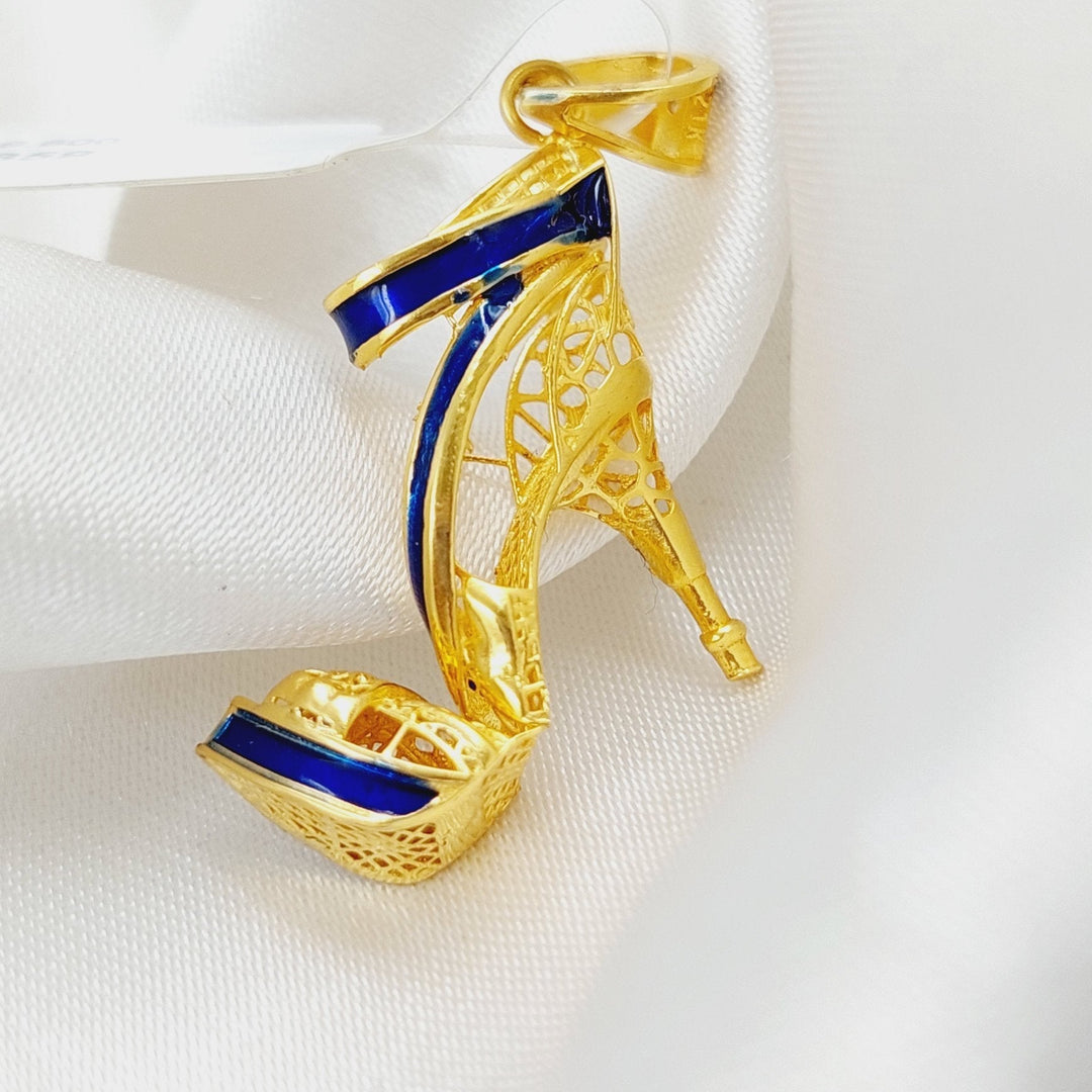 21K Gold Cinderella shoe Pendant by Saeed Jewelry - Image 1