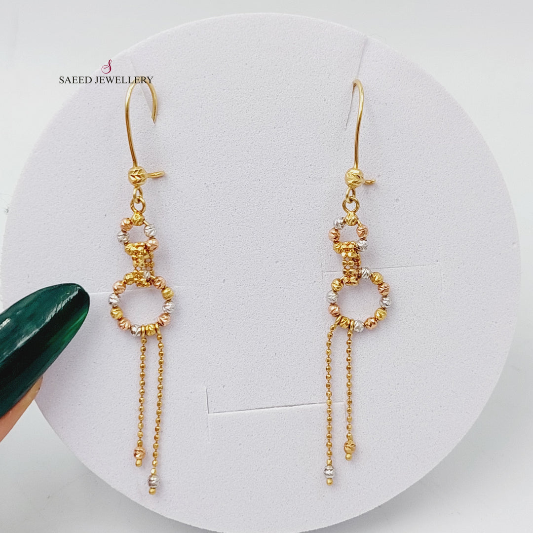 21K Colored Turkish Earrings Made of 18K Yellow Gold by Saeed Jewelry-26443