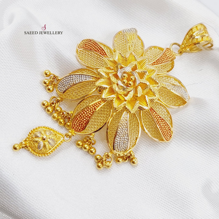 21K Gold Colorful Indian Pendant by Saeed Jewelry - Image 1