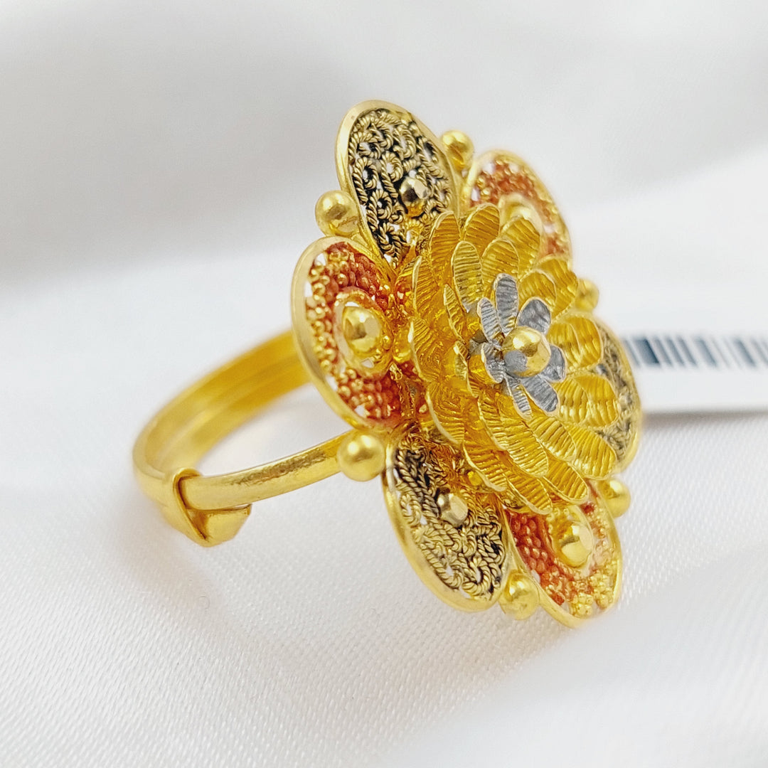 21K Gold Colorful Indian Ring by Saeed Jewelry - Image 3