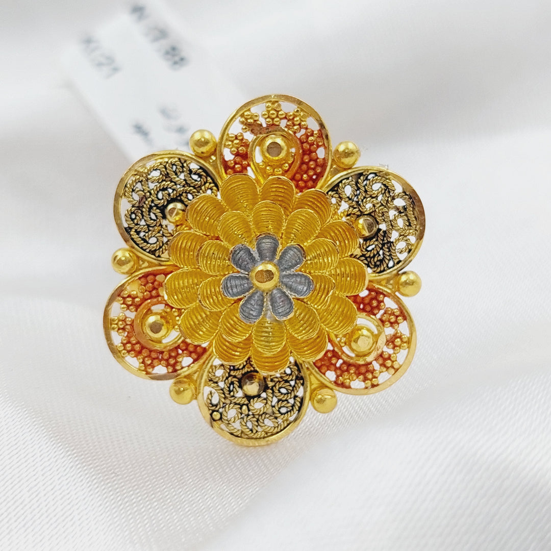 21K Gold Colorful Indian Ring by Saeed Jewelry - Image 4