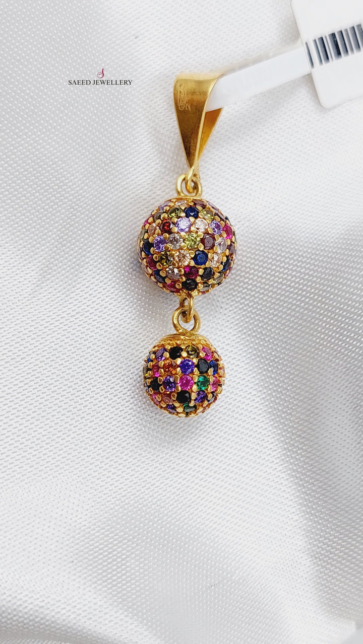 21K Gold Colorful Zirconia pendant by Saeed Jewelry - Image 1